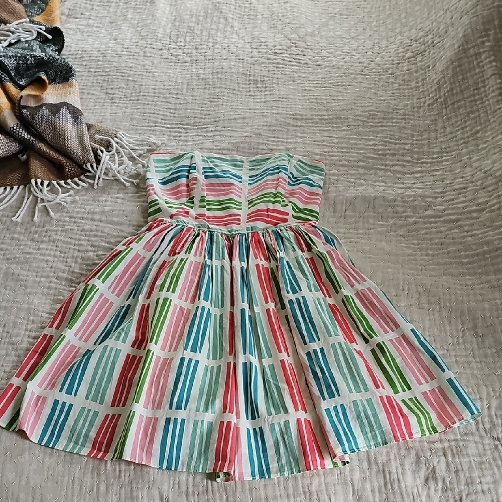Boden Multicolor Striped Strapless Dress